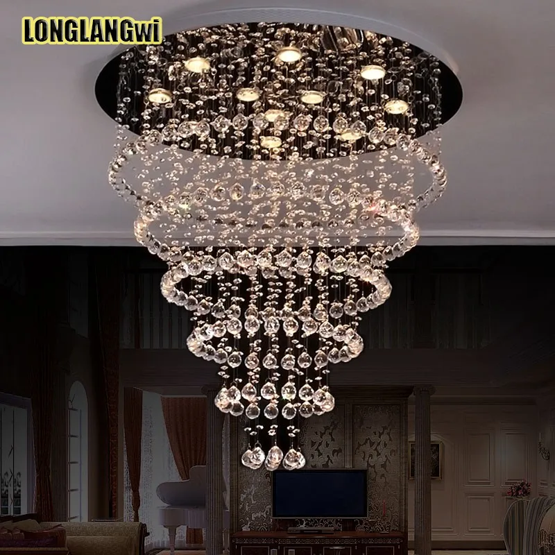Большие круглые современные светодиодные K9 хрустальные люстры для ресторана