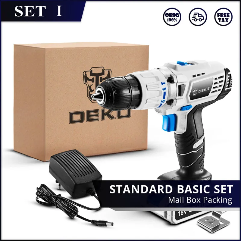 SET1 Заводской магазин DEKO GCD18DU3 18 в ударная Аккумуляторная дрель литиевая батарея 50Н. М электрическая отвертка DC Ручной Мини-драйвер питания - Цвет: SET1