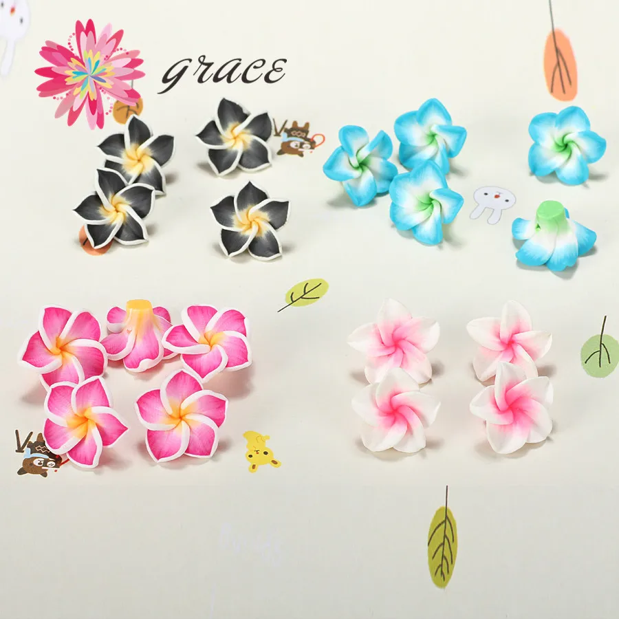 Бусины 15 шт./лот 20 мм из полимерной глины искусственный цветок плюмерии бусины