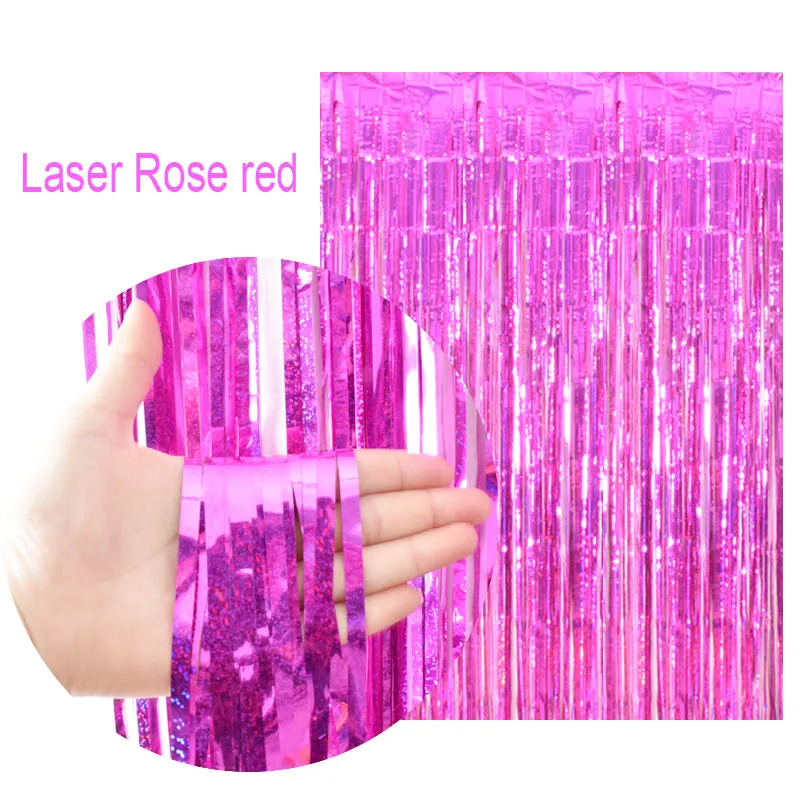 Laser rose red 2 м Радужный фон шторы из фольги фон для фотосъемки принадлежности для дня рождения украшения для взрослых Рождественские украшения для дома - Цвет: Laser rose red