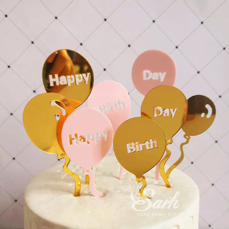 Золотой черный розовый шар торт с надписью Happy Birthday вечерние украшения десерт
