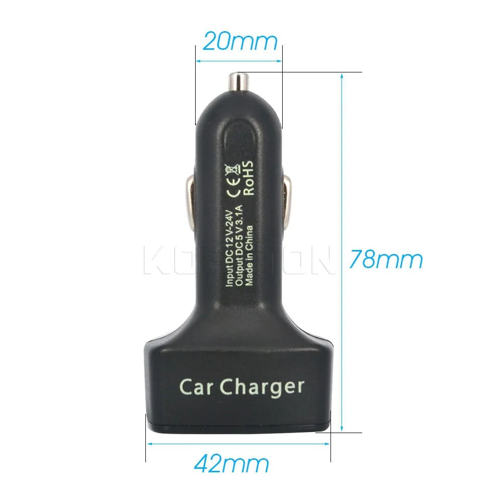 Автомобильное зарядное устройство kebidu 12 24 В 4 в 1 двойной постоянный ток 5 3 А USB