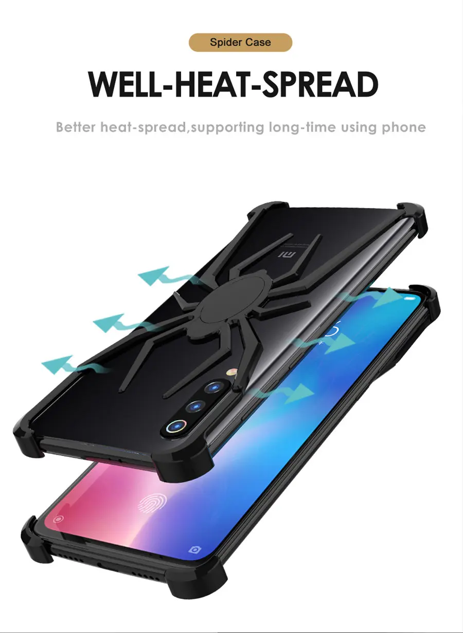 Металлический бампер с пауком для Xiaomi mi 9, чехол для Xiaomi mi 9, чехол Xio mi 9, роскошный стильный противоударный чехол