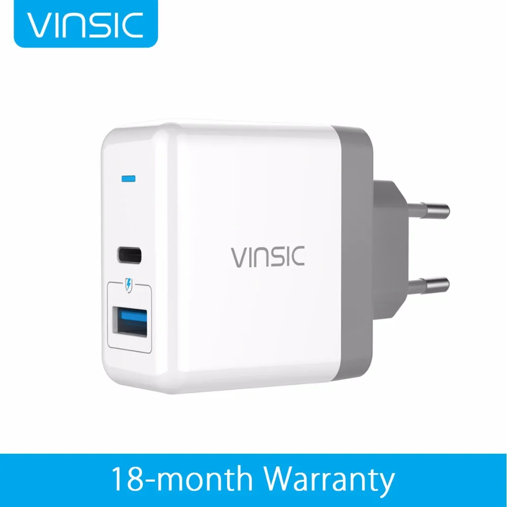 Vinsic 5.4A Type C двойное USB умное настенное зарядное устройство для iPhone X 8 Plus Galaxy S8 +