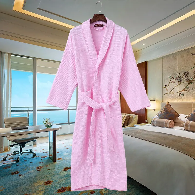 Summer Bathrobe Mens Kimono Robe Hotel Cotton Solid Nightgowns Men's robe Suck Long Bath Towels Gown Male Lounge Sleepwear | Мужская