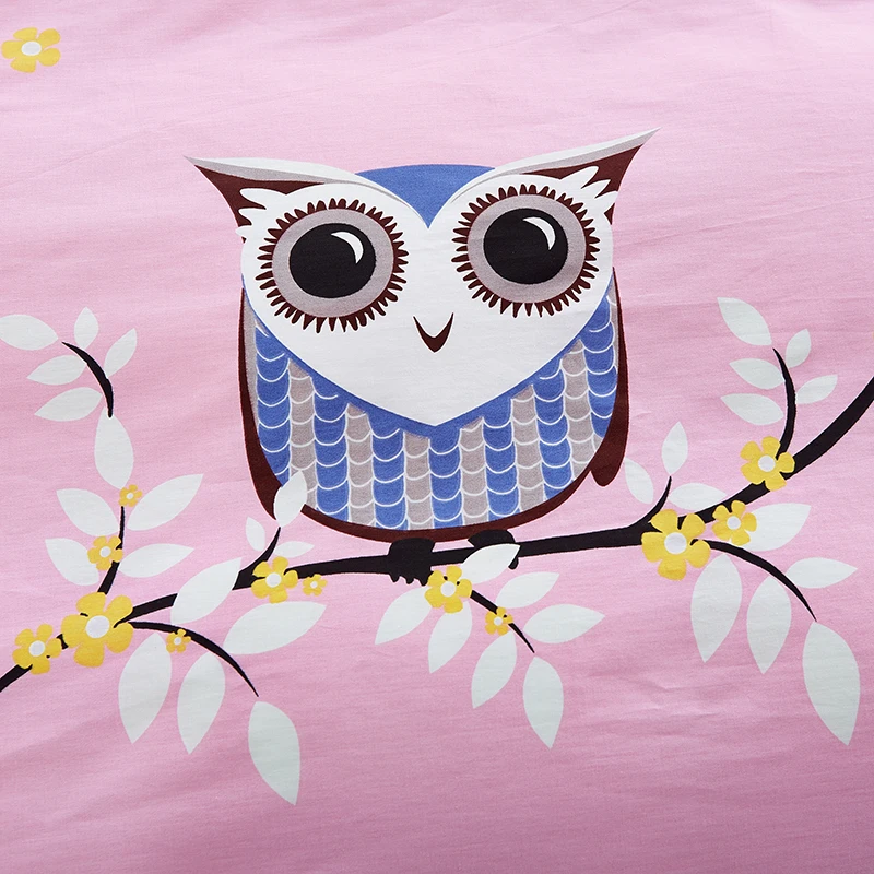 Комплект постельного белья для мальчиков и девочек из 100% хлопка с синей совой