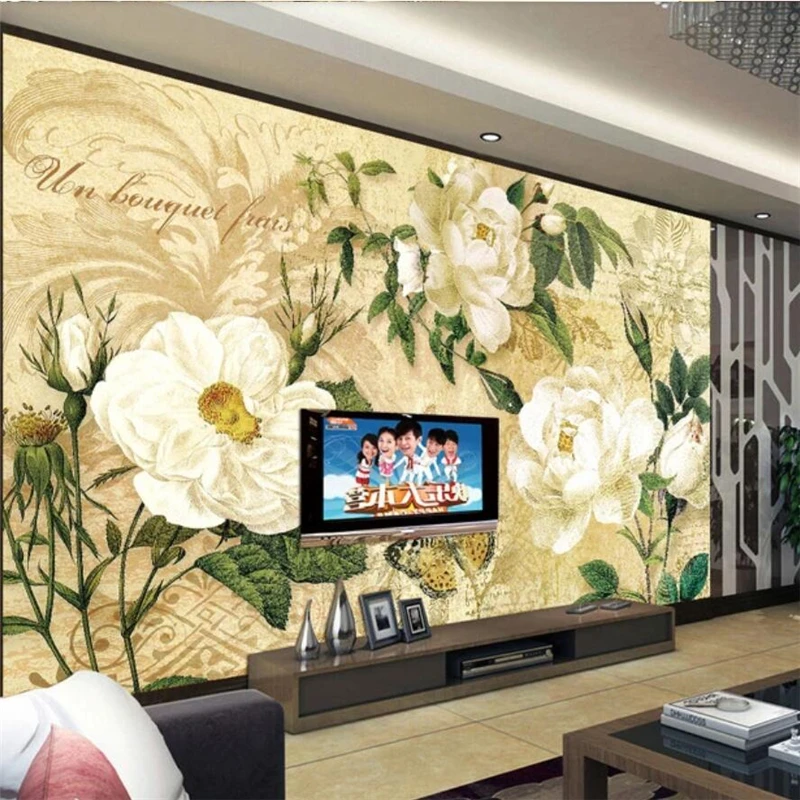 wellyu Custom wallpaper 3d mural European retro flower обои TV background wall living room bedroom decorative painting | Обустройство