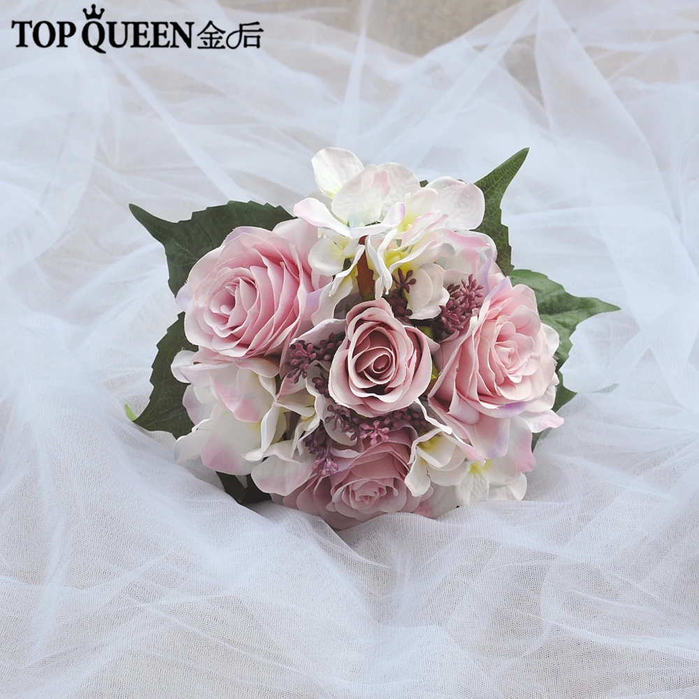 as picture TOPQUEEN F17 свадебный букет, свадебные цветы, розовые цветы, сделай сам, свадебный букет, жемчужные букеты, розовый букет, цветок - Цвет: as picture