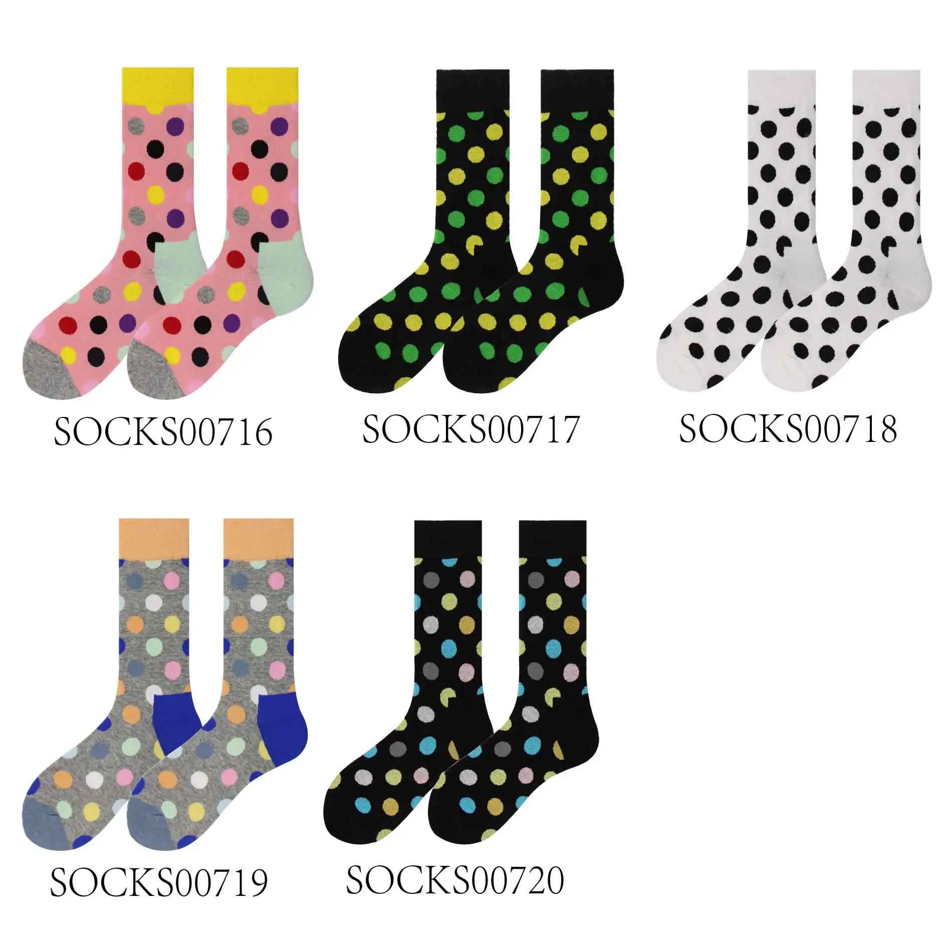 5pairs071617181920 Счастливые носки весна лето осень пара чесаные хлопковые запасы Красочный Узор в горошек дышащий Свадебный костюм путешествия Вечерние - Цвет: 5pairs071617181920