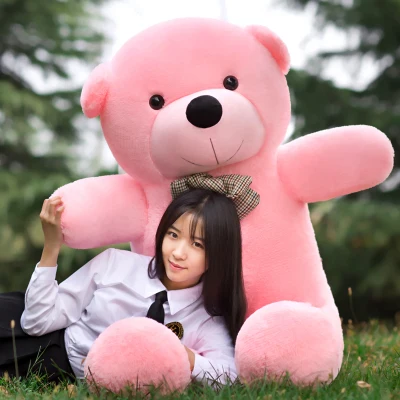 Большой бант круглые глаза розовый плюшевый мишка игрушка огромный медведь