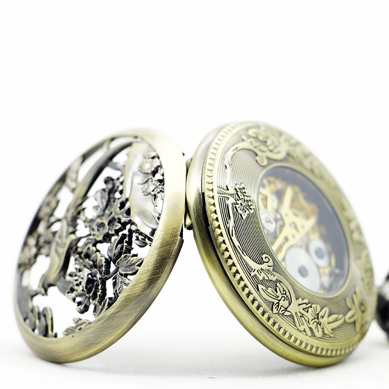 Nursing Watches Pretty Bird Mechanical Pocket Watch Skeleton Pendant Watch with Chain Gifts For Man Woman PJX1117