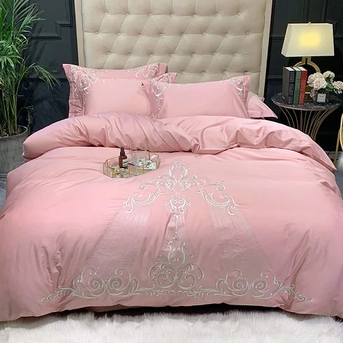 color 4 600TC Египетский хлопок Пододеяльник роскошный Премиум Вышивка постельных принадлежностей длинный штапель шелковистая мягкая дышащая простыня подушка shams - Цвет: color 4