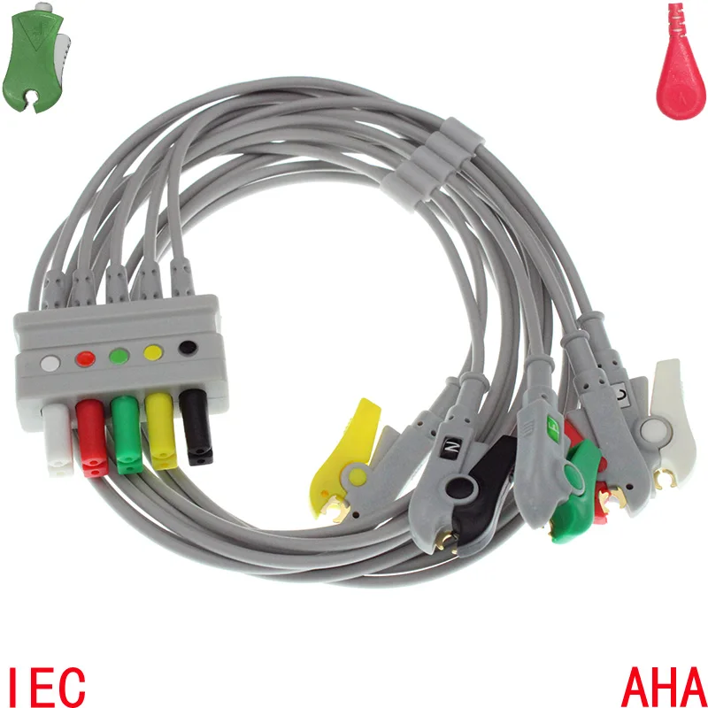 

Compatible with Mindray,Siemens Patient ECG/EKG Monitor AA Plug ECG 5 leads trunk cable the leadwire for electrode pad