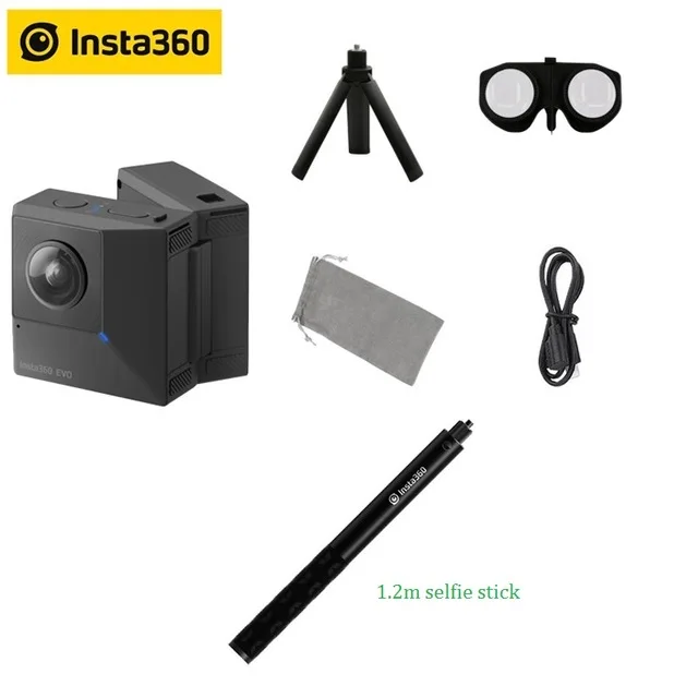 Insta360 EVO 3D видеокамера для панорамной Камера 5,7 K видео Insta 360 Мини камеры для андроид iPhone XS/XS Max/XR/iPhone X/8/8 Plus/7/7 plus/6s/6s Плюс/SE - Цветной: EVO n  Pole