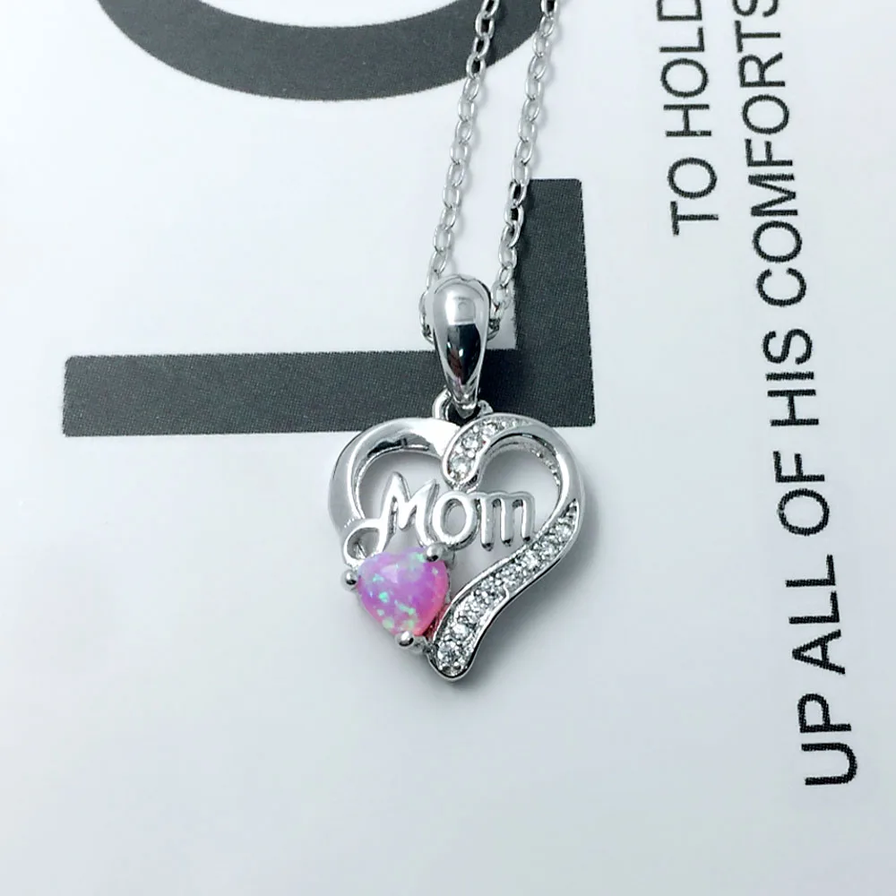 Женское колье с серебряным опалом и фианитом ожерелья подвески в форме сердца