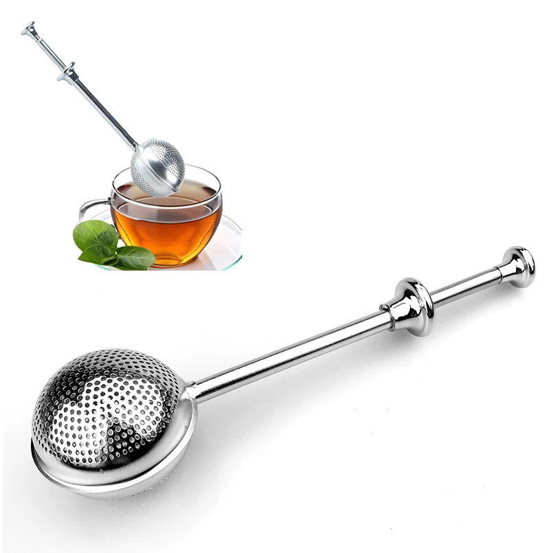 Нержавеющая сталь 5 см круг сито для чая многоразовые приправ длинная ручка