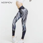 Леггинсы для фитнеса NORMOV с высокой талией, с эффектом пуш-ап, с принтом крыльев, Леггинсы для йоги для женщин, спортивные штаны для фитнеса