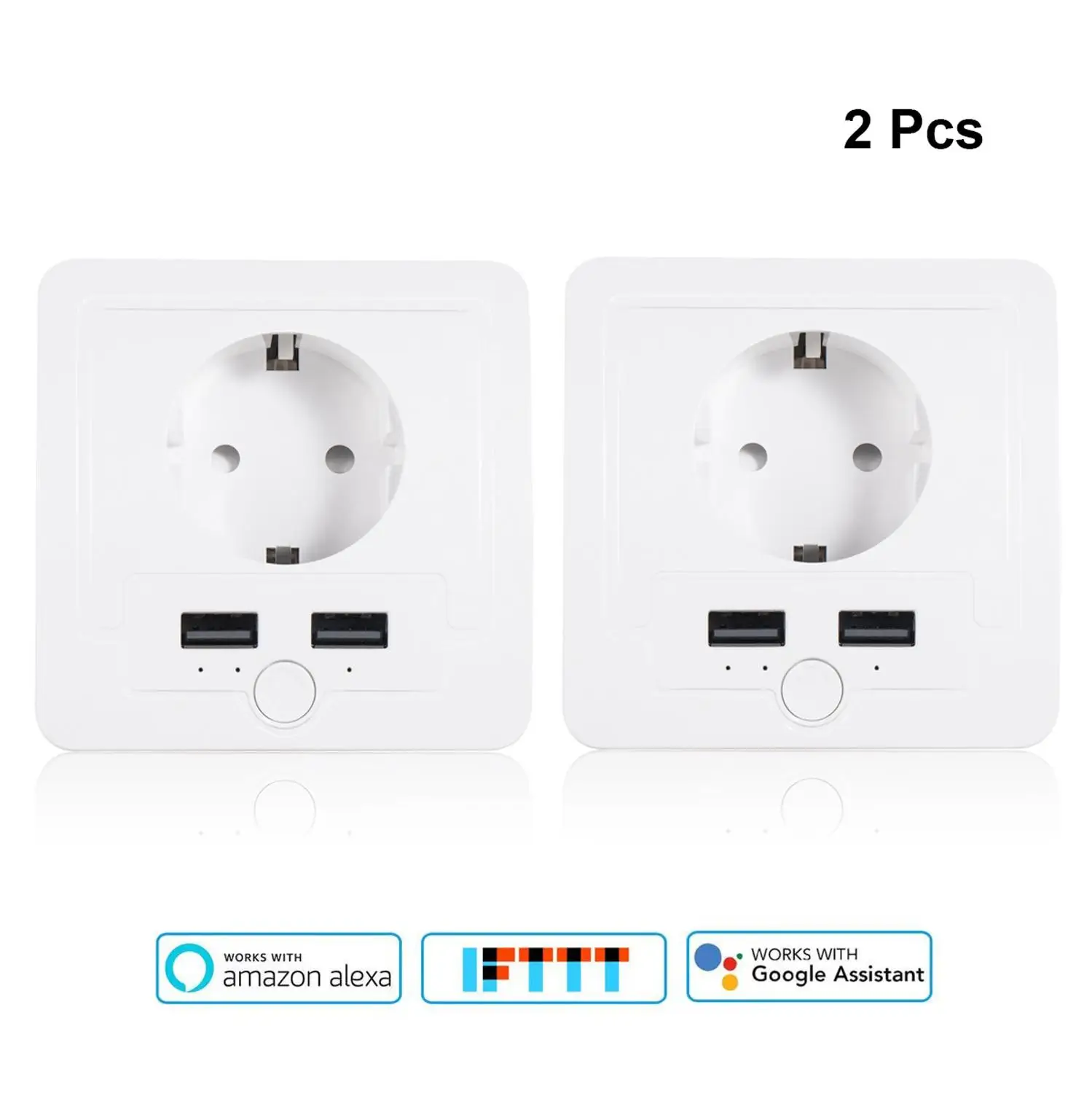 2 PCS Wifi умная настенная розетка EU с 2 usb-портами 15A управление переключателем таймера розетка Голосовое управление работает с Alexa Google App Smart life - Цвет: 2 PCS