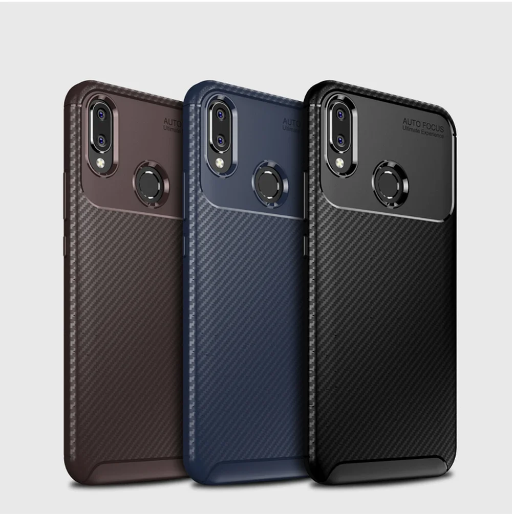 Мягкий силиконовый чехол-бампер для Huawei P Smart Plus + INE-LX1 INE-LX2 из углеродного волокна |