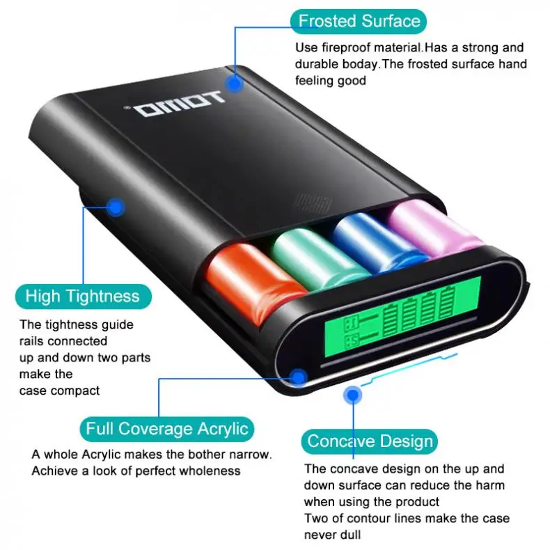 TOMO USB Li Ion Intelligent 4x18650 зарядное устройство портативный LCD умный DIY Мобильный Внешний