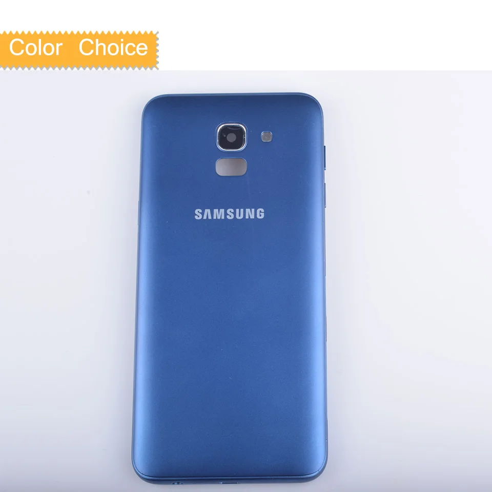 Для samsung Galaxy J6 J600 J600F SM-J600F корпус батарея Дверь задняя крышка корпус J6 Замена - Цвет: Синий