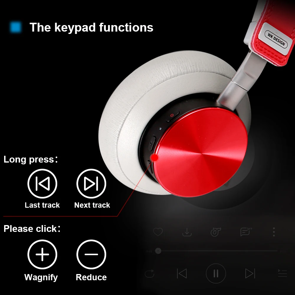 Беспроводные наушники WK Bluetooth гарнитура складные регулируемые с микрофоном для