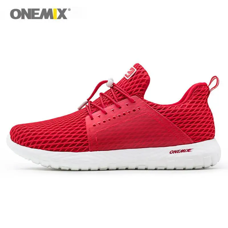 ONEMIX/женские кроссовки; спортивная обувь с дышащей сеткой для прогулок и бега; женская модная повседневная обувь; большой размер 43 - Цвет: red
