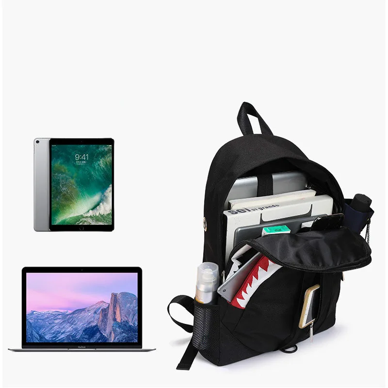 Мужской рюкзак модный с usb зарядкой подсветкой для ноутбука акулы нагрудная