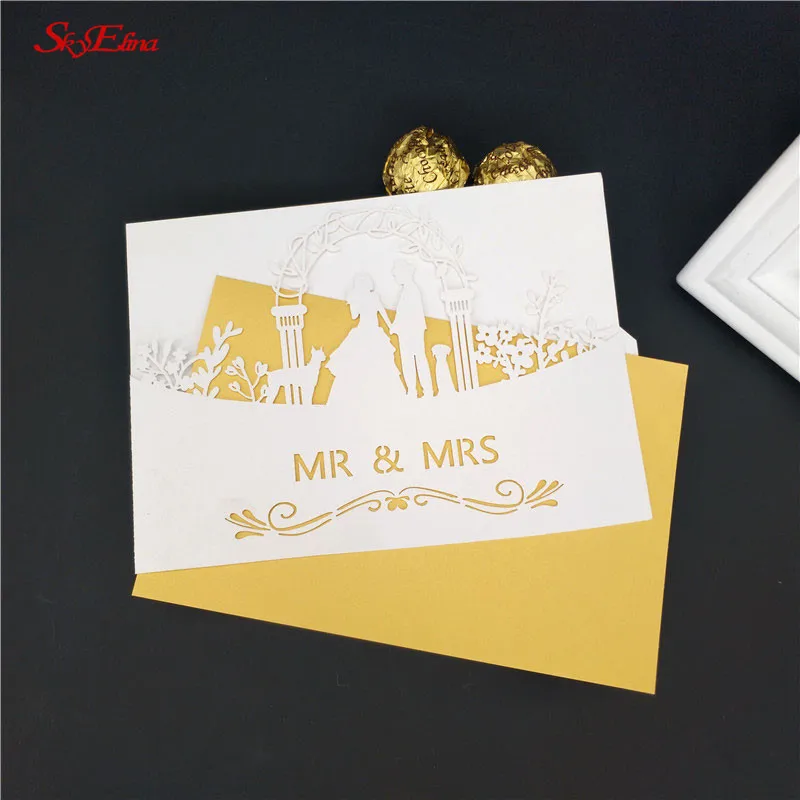 30 шт. свадебные приглашения дизайнерские Цветочные лазерные резные открытки