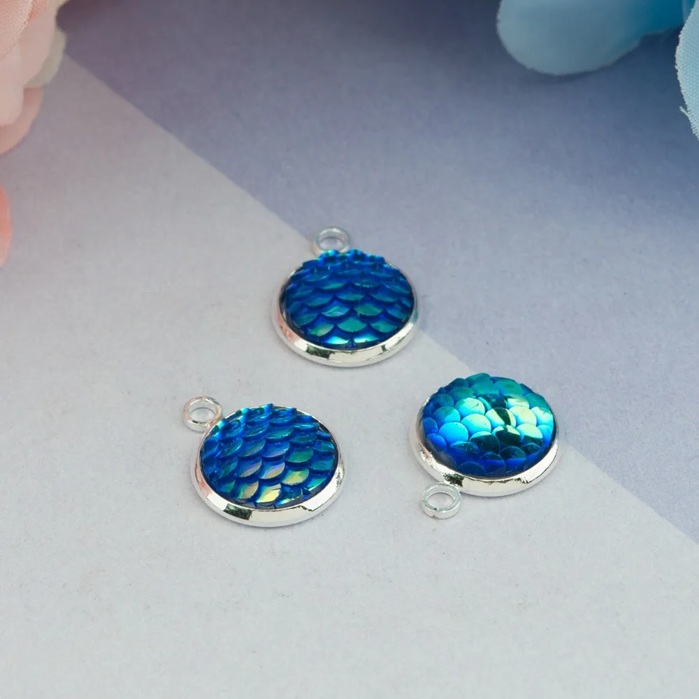 DoreenBeads медные и Русалочка из смолы рыбы/Dragon Scale круглые подвески цвета фуксии АБ