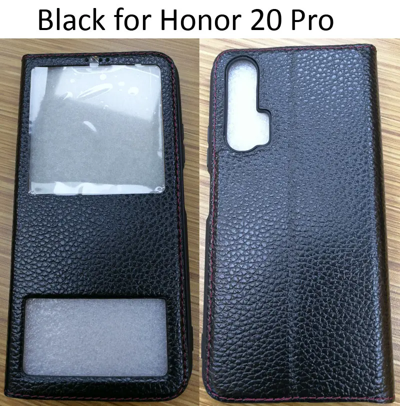 Black Чехол из натуральной коровьей кожи для huawei 20 Pro Honor 10 View 20 - Цвет: Black