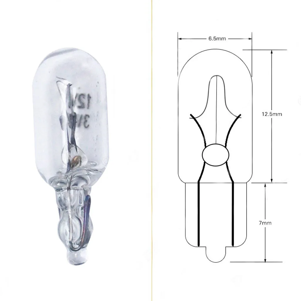 

10 X Bulb 12V 3W T6.5 Car Dashboard Instrument Panel Light Indicator Light Side Indicator Instrument Panel Bulb Waterproof