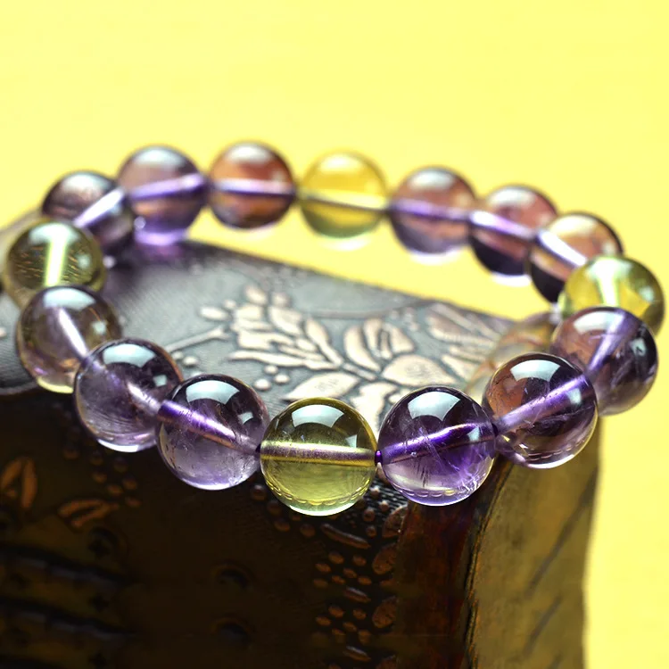 

AAAA Purple Yellow Crystal Bead Size Natural Purple Yellow Crystal Bracelet Bracelet Ornaments 12mm
