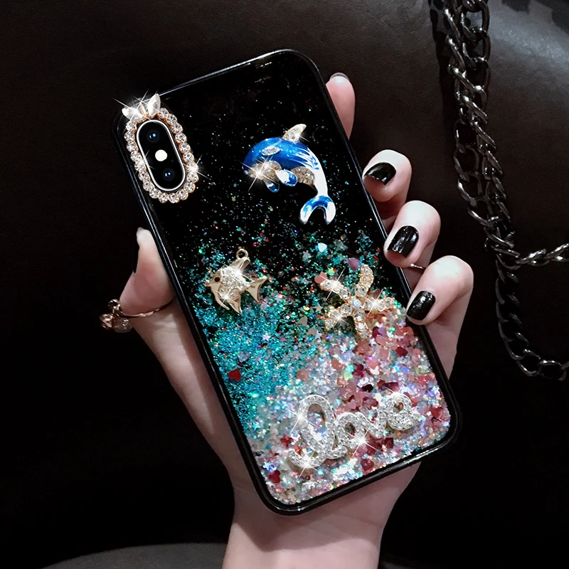 Glitter Sand PHONE Case for Iphone 6 6S 7 8 Plus Protective phone back cover case X XR XS MAX shell pattern Silicone | Мобильные