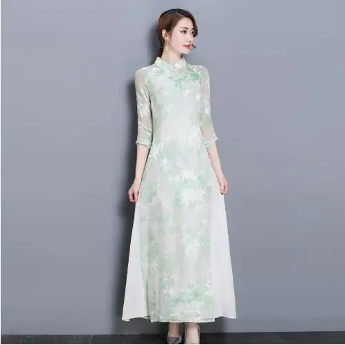 2018 Лето поступление aodai Вьетнам qipao платье для женщин традиционная одежда аозай