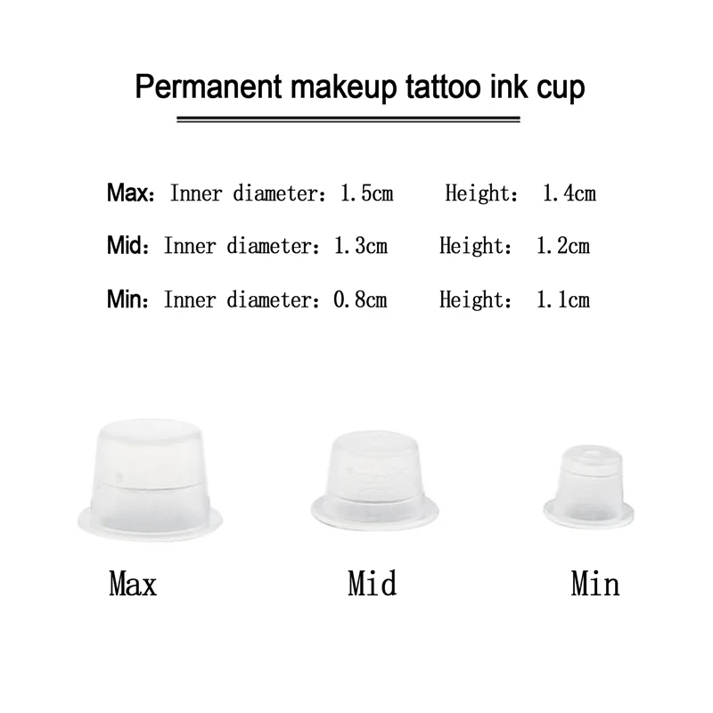 1000 шт смешанные размеры чашки чернил белые пластиковые одноразовые татуировки