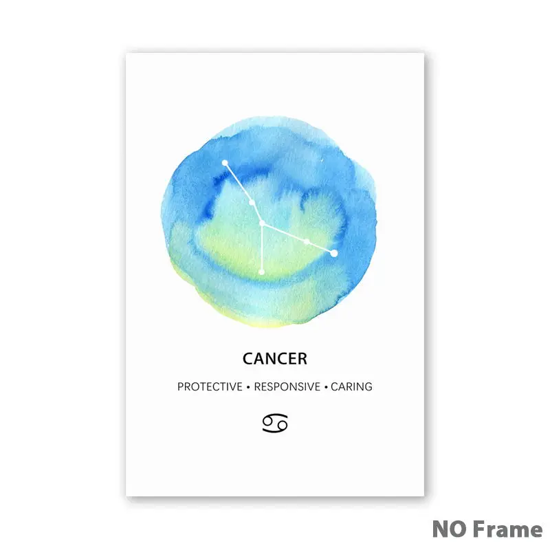 4 Cancer Акварельное Созвездие Астрономия Зодиак звезды холст живопись плакат и печать гостиной стены художественное украшение - Цвет: 4 Cancer