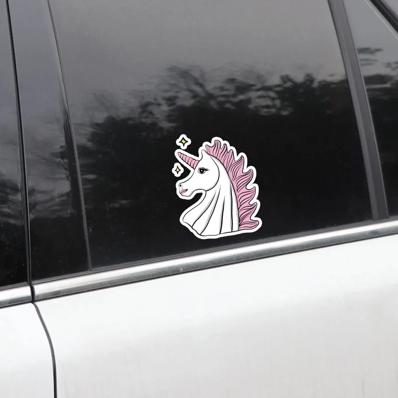 

YJZT 11.7CM*13.8CM Cartoon Unicorn Animal Horse PVC Car Sticker Decals 5-0803