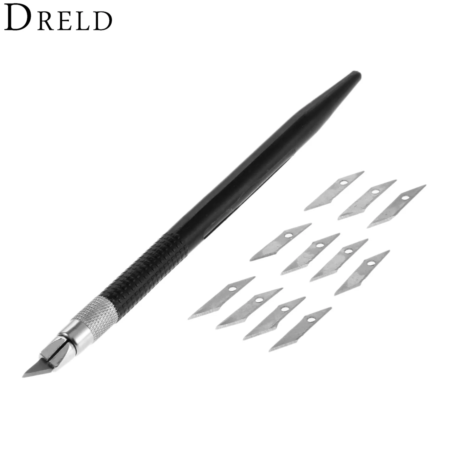 DRELD 12 шт. лезвия хобби нож резак Кожа DIY инструменты ремесла скальпель резчик для