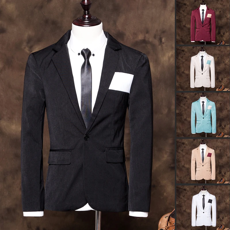 Свободного покроя 2016 марка одежды пиджак мужчины одна кнопка мужчин уменьшают