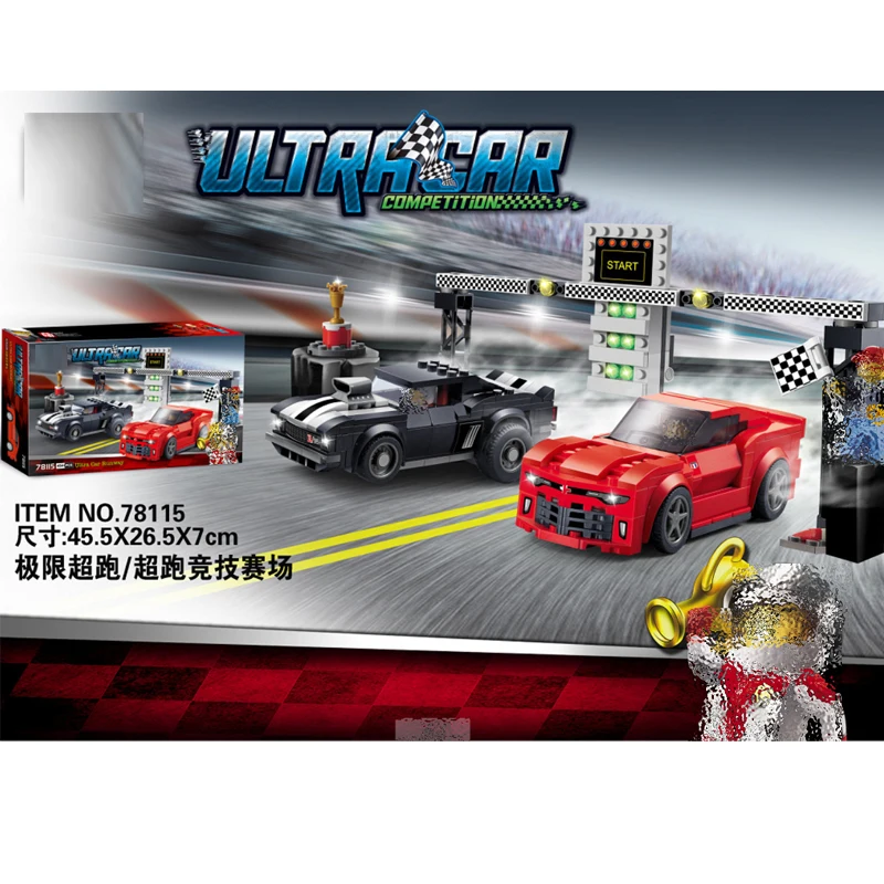 78115 454 шт. скоростные чемпионы Camaro Drag racing ultra car Building Blocks Набор обучающих игрушек