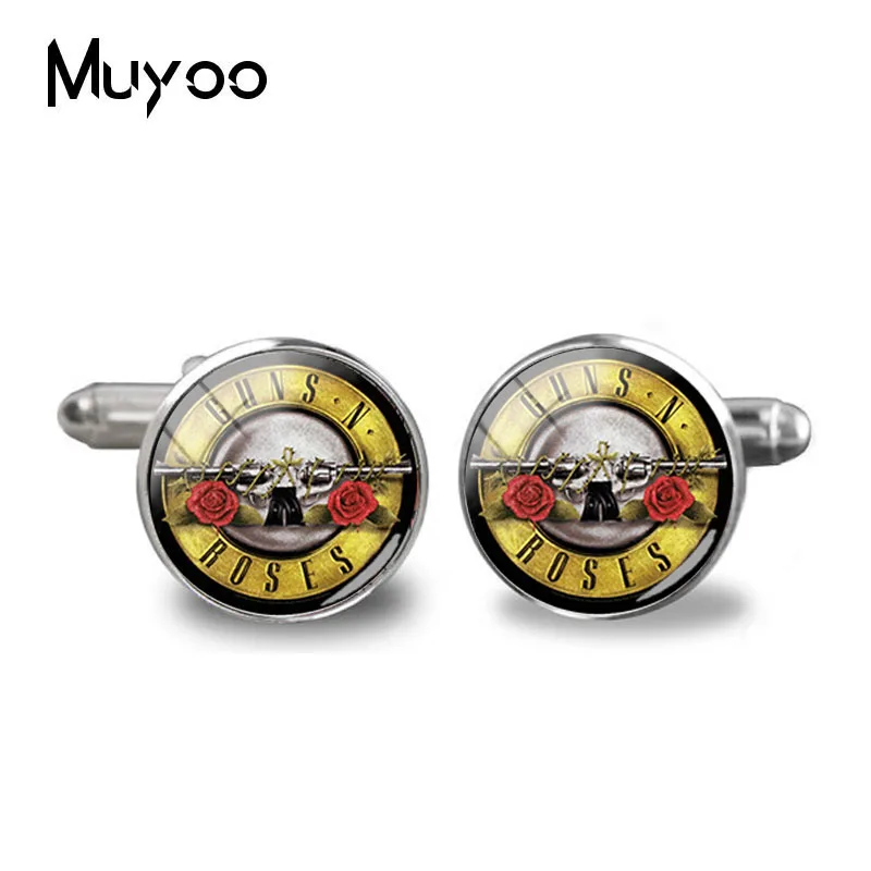 Новинка 2018 модные запонки Guns N Roses в стиле рок н ролл стеклянные манжеты с