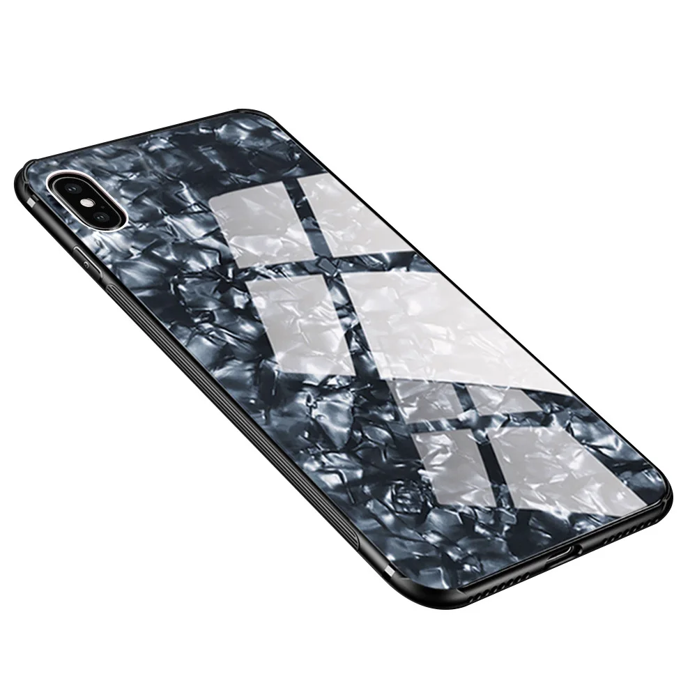Shining Glossy Dream Tempered Glass Case For iPhone X XR XS Max Soft Silicone + Hard Cover 7 8 6 6s Plus Back |