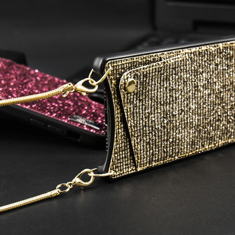 Роскошный блестящий силиконовый чехол с блестками и подвесной цепочкой для iPhone 11