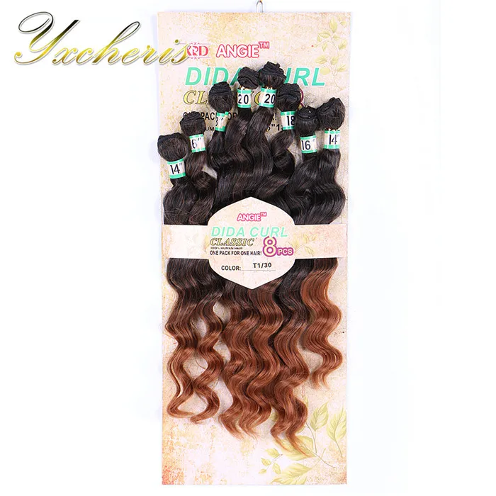 YXCHERISHAIR 8 шт./упак. синтетические глубокие пучки волнистых волос 1" 16" 1" 20" омбре черный блонд два пучка волос переплетение - Цвет: T1B/30
