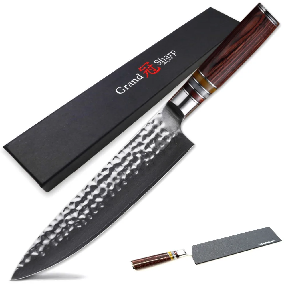 

Damascus Chef Knife vg10 Japanese Damascus Steel Kitchen Knife Hammered Japanese Damascus Blade Stainless Steel Chef's Tools NEW