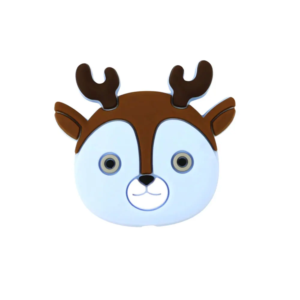 Pastel Blue Deer 3 шт силиконовые бусины в виде панды и лисы, силиконовые бусины для прорезывания зубов, 3 см, силиконовые шарики в виде животных, пчелы, оленя, перлы, Товары для малышей - Цвет: Pastel Blue Deer