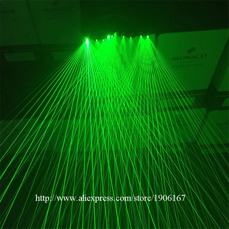 Зеленые перчатки лазерного шоу с 5 зелеными лазерами для сцены диджея