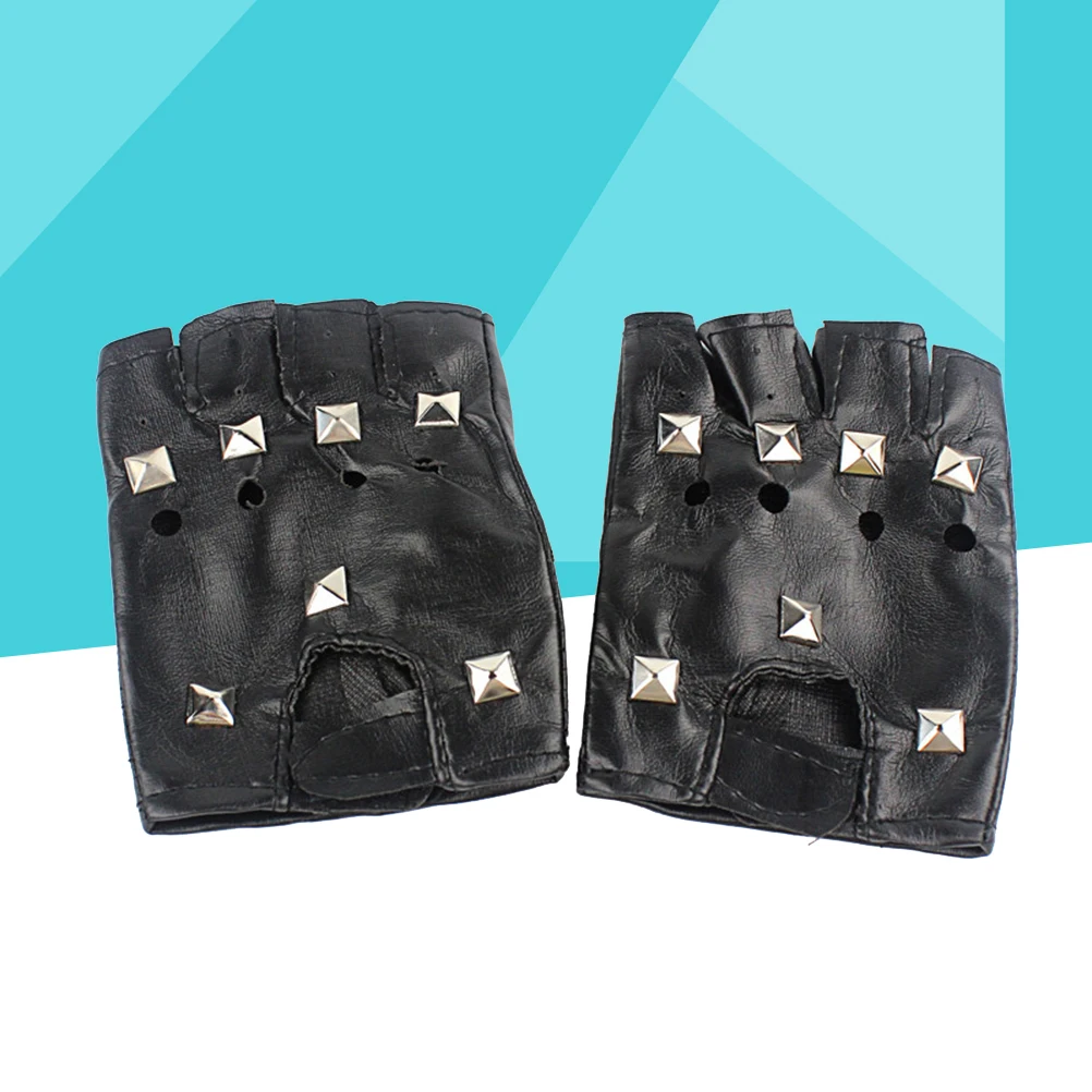 4 пары заклепок половина пальцев перчатки панк рок стиль без (черные