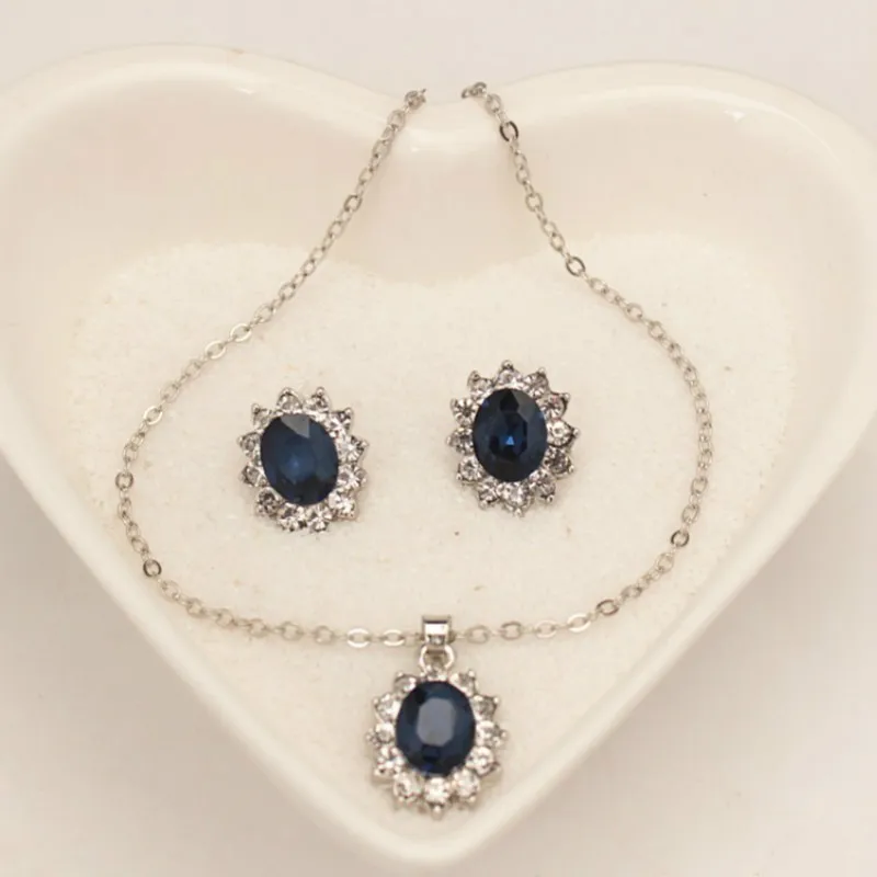 Модные Ювелирные наборы с голубыми кристаллами роскошные Винтажные изделия для